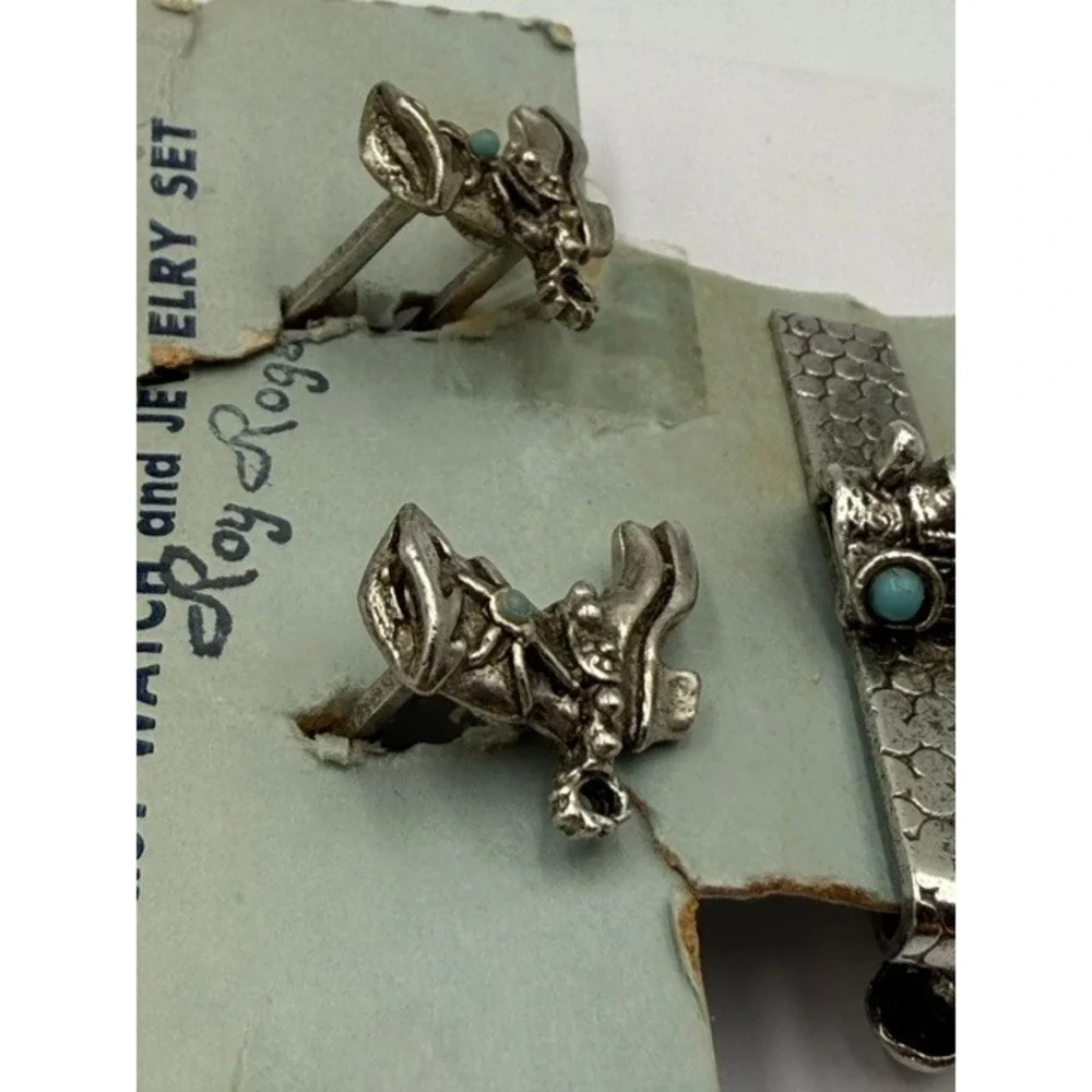 Vintage Roy Rogers Cuff Links and Tie Clasp/Bar Wrist Watch Jewelry Set